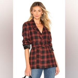 Belted Plaid Blazer